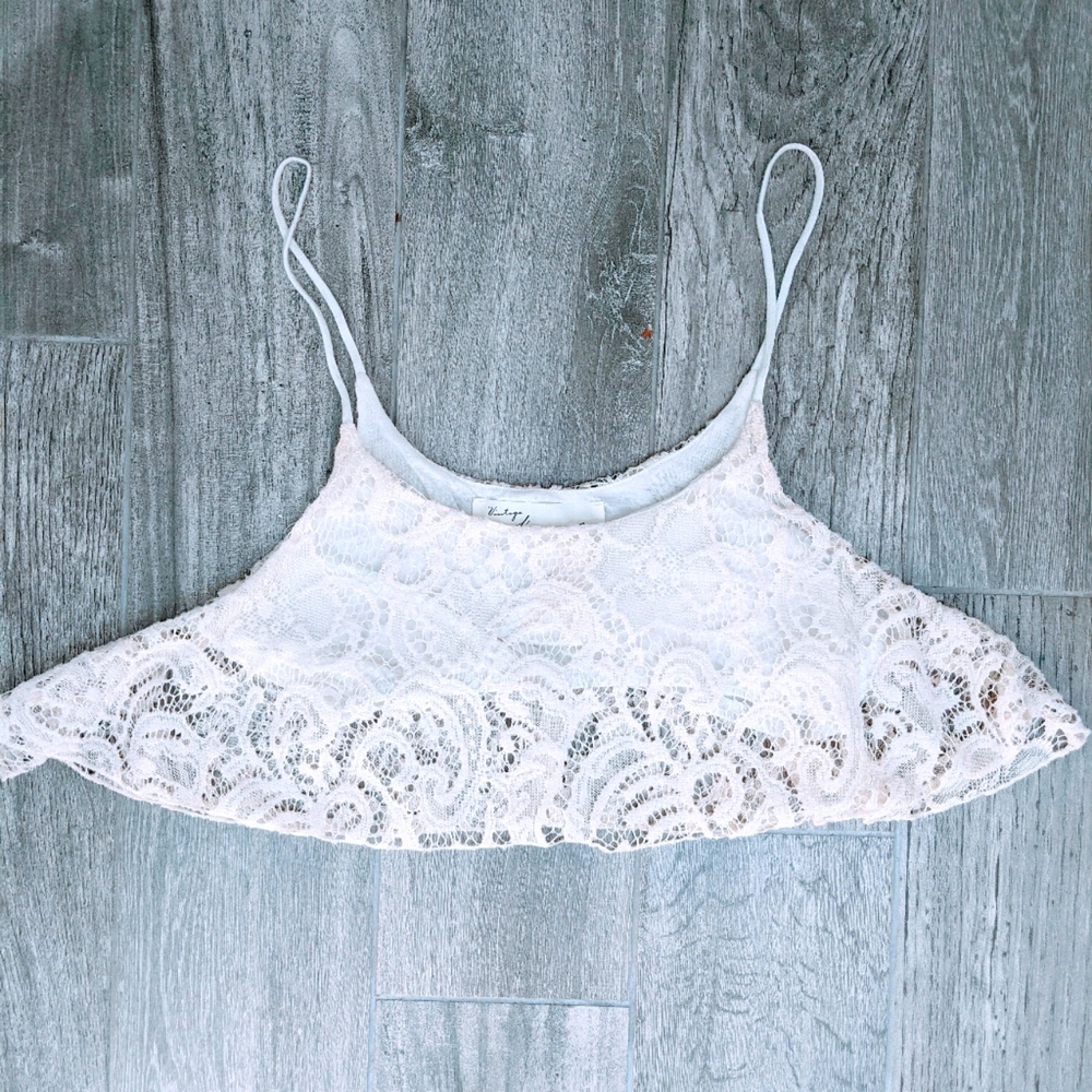 NWT Vintage Havana White Leave Crop Top M - Picture 1 of 5